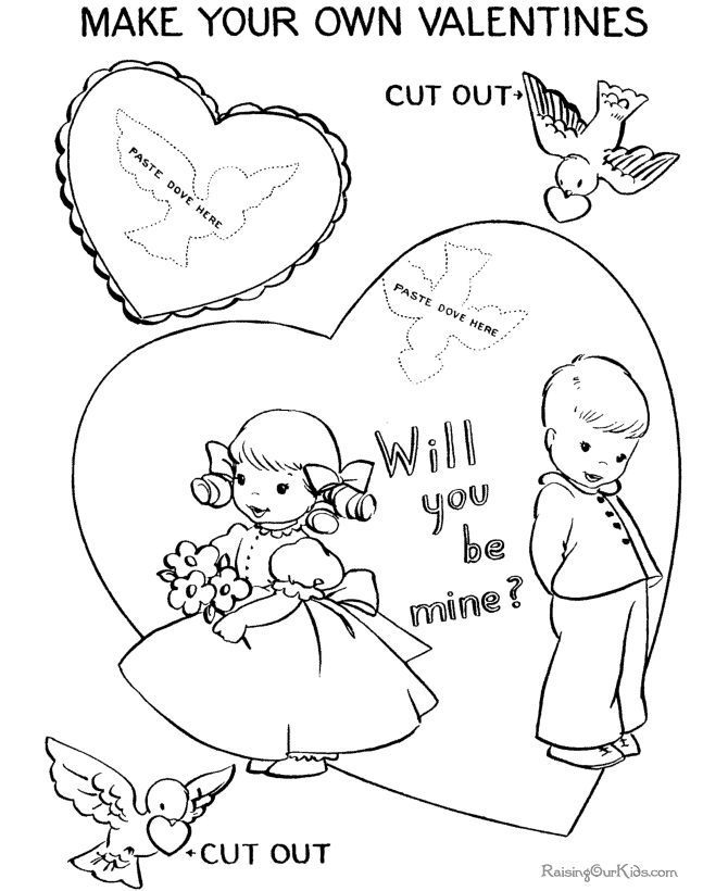 valentines day card coloring pages - photo #21