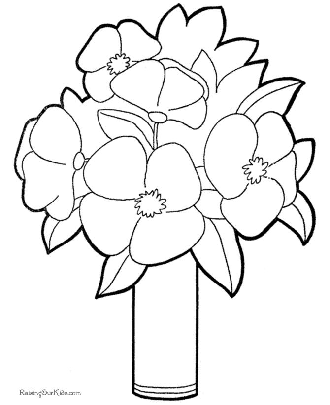 valentine flowers coloring pages free - photo #12