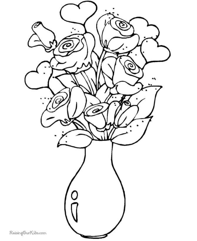 valentine flowers coloring pages free - photo #1