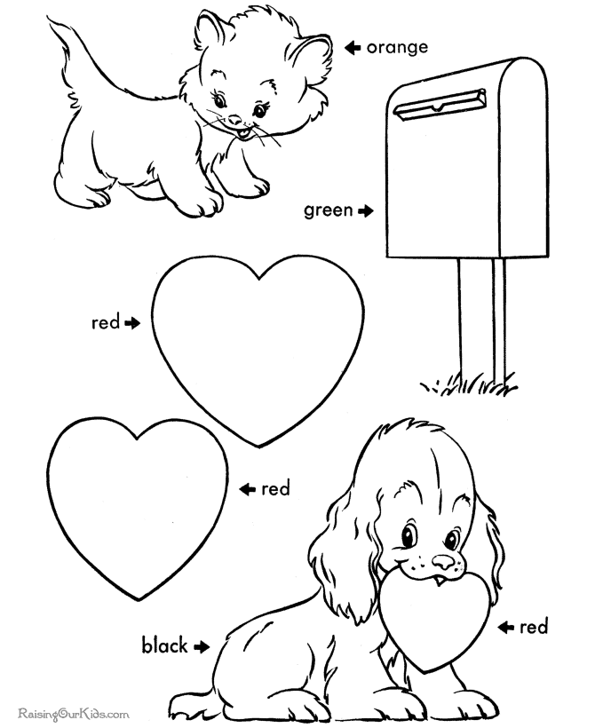 valentine color sheets. Cute Valentine coloring sheet