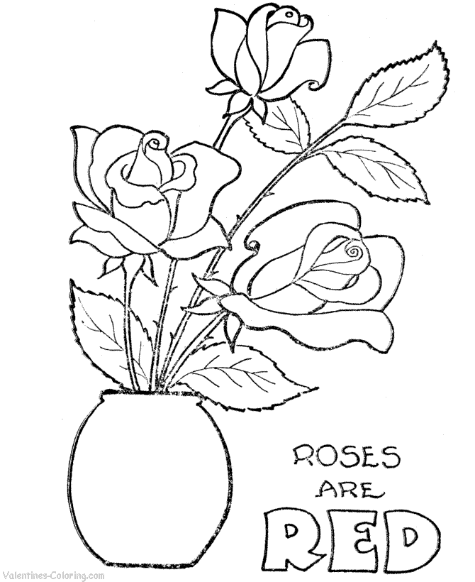 Roses are Red Valentine´s Day flower coloring pages