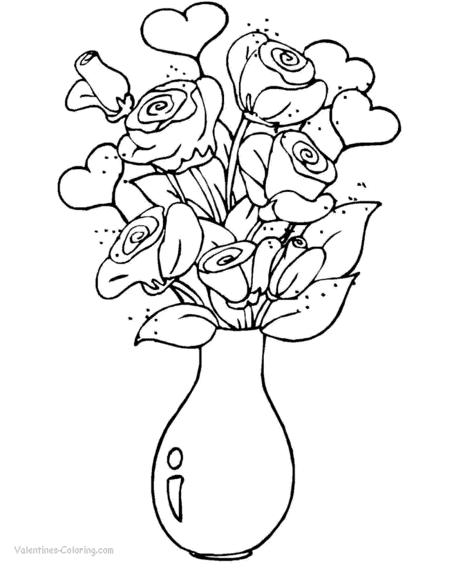Roses Valentine´s Day flower coloring pages