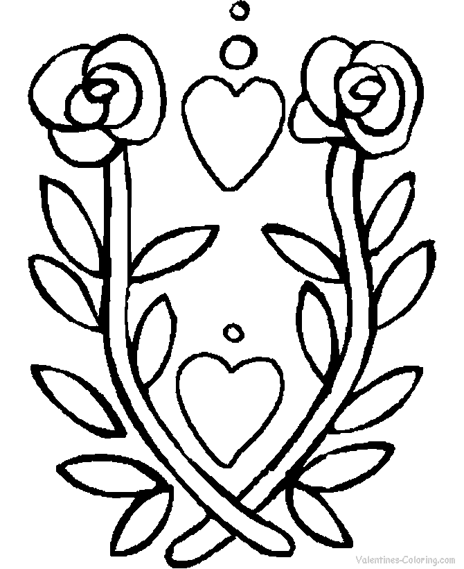 Colouring page of Valentine´s Day flowers