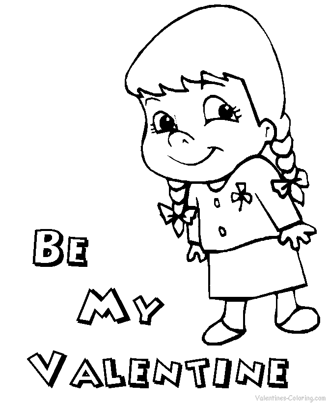 Be my valentine kids coloring page