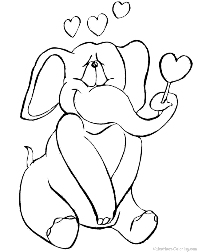 Valentine Preschool Coloring Page of elephant